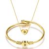 Diy 26 Letters Fadeless Stainless Steel Heart Pendant Necklace Bracelet Set For Women