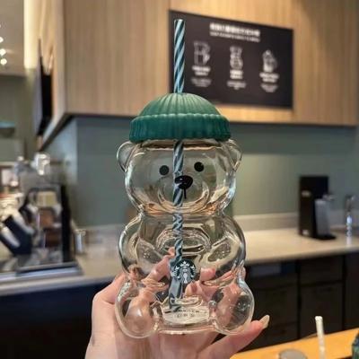 Neu Für Starbucks Niedliches Tier Bär Strohhalm Glas Transparentes Glas Für Männer Frauen Geburtstag Weihnachtsgeschenk Milchteetasse Mit Strohhalm