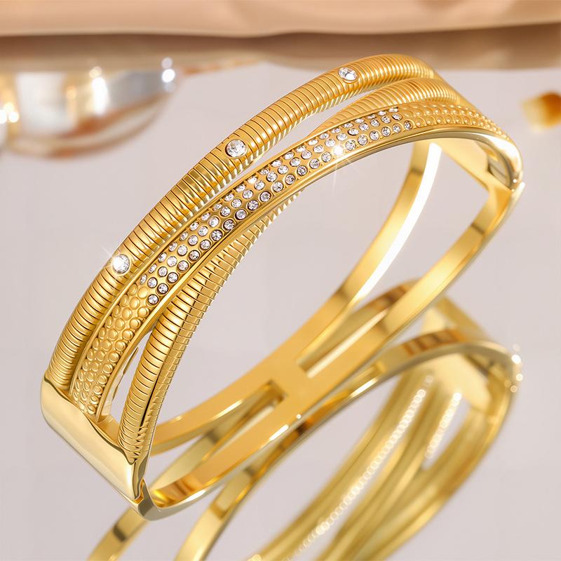 Spring Double Layer Titanium Steel Feminine Light Luxury Couple Bracelet Bracelet