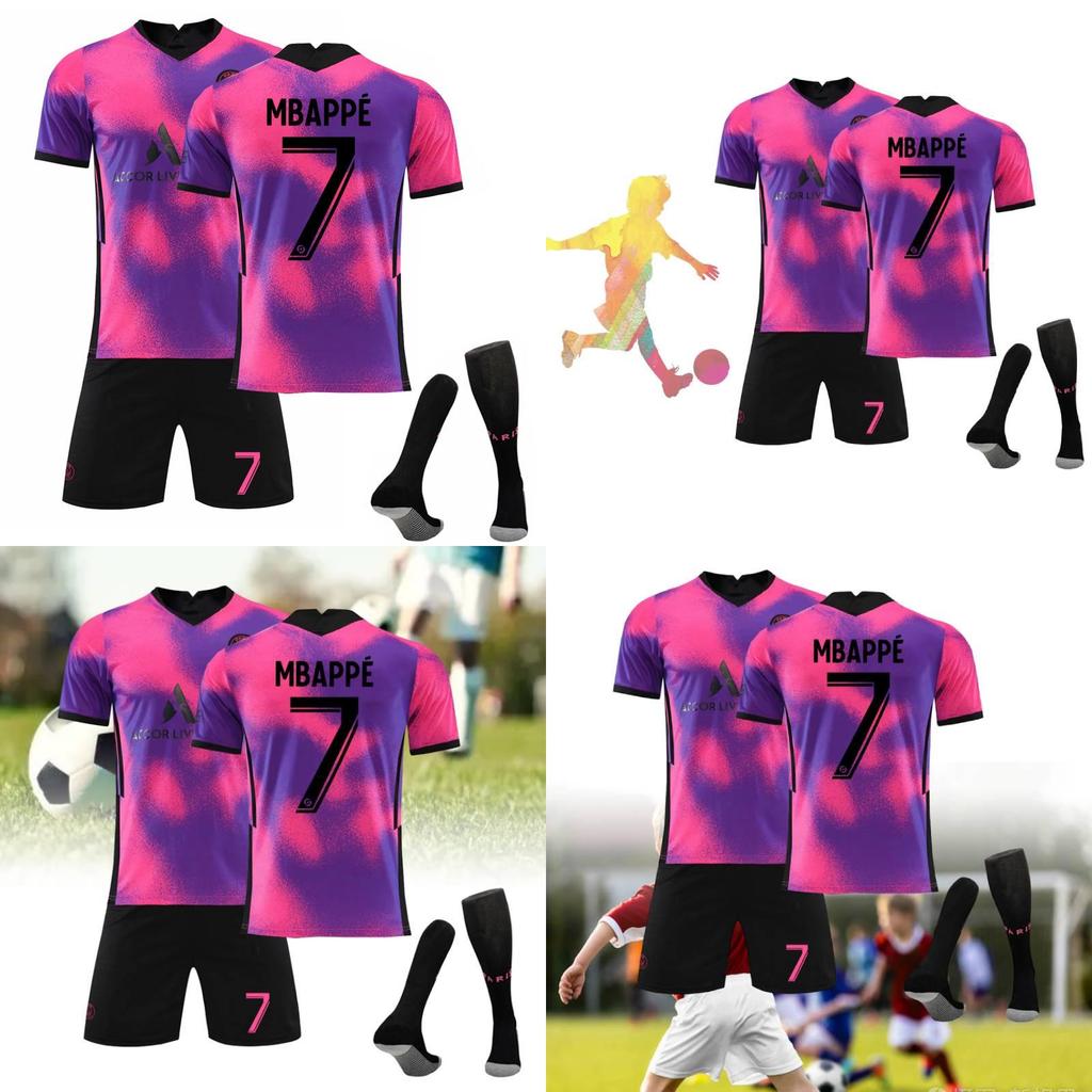 Stylish 2021 Paris Third Away Purple 7 Mbappe Football Kit 4 Ramos Jersey 30 Messi Suit Multiple Sizes