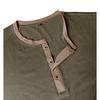Men's Contrast Piping Raglan Henley Shirt Placket Long Sleeve Slim Casual Vintage Tee