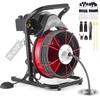 VEVOR Drain Cleaner Machine 23m X 13mm, Sewer Snake Auger Manual Feed with 4 Cutters & Air-activated Foot Switch for 50mm To 150mm Pipes