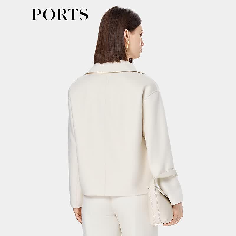 Ports Women's Creamy White Double-Faced Wool Short Coat