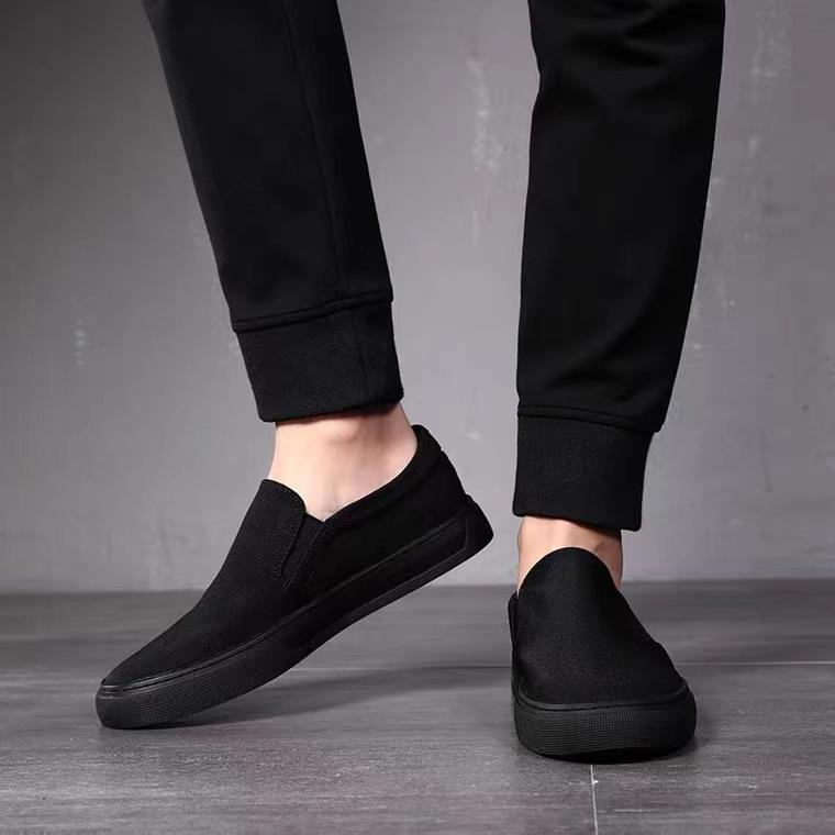 

Старые пекинские парусиновые туфли для мужчин, на одной педали, ленивые лоферы, повседневные туфли на мягкой подошве 44 чёрный