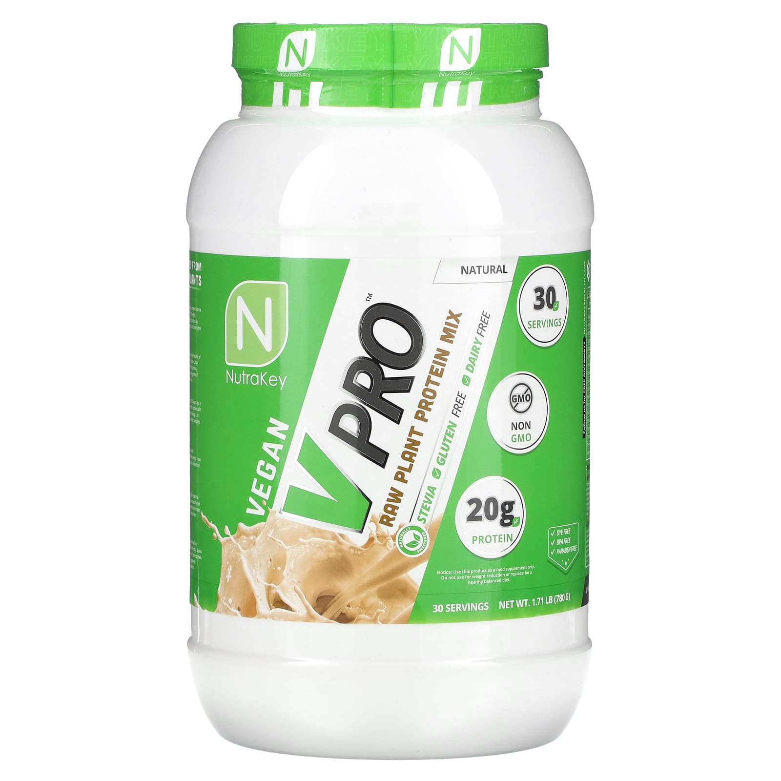 

Nutrakey, V Pro, Raw Plant Protein Mix, Natural Flavors, 1.71 lb (780 g)
