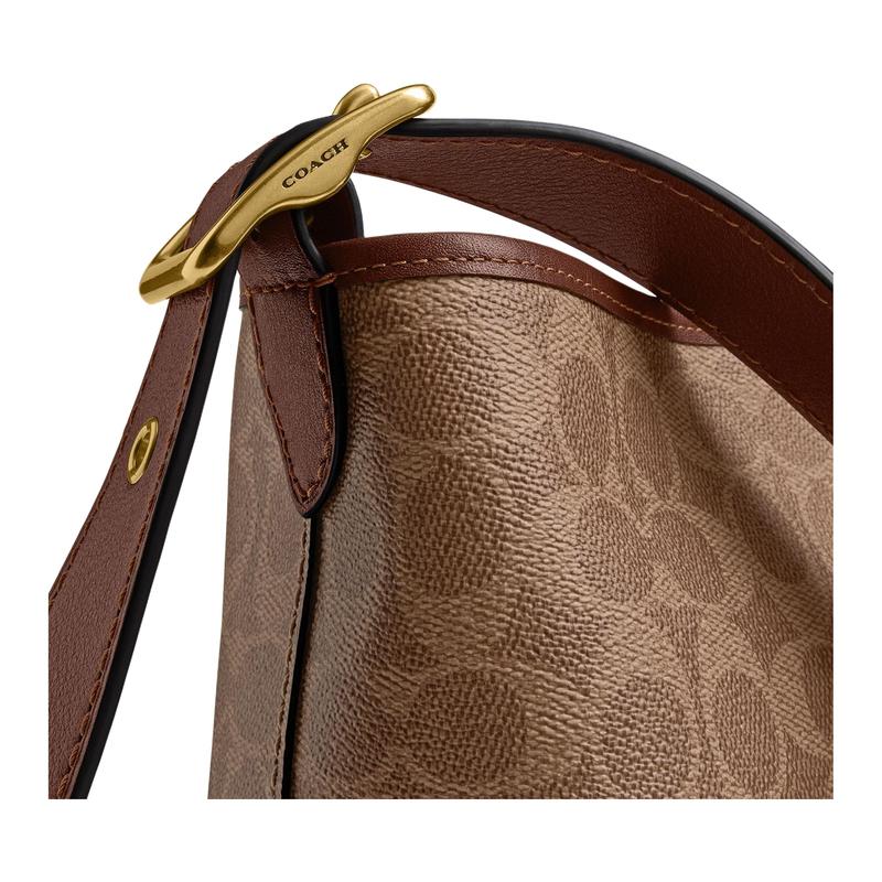 COACH Bleecker 21 Detachable Zipper Bag Artificial Leather Bucket Bag Shoulder Crossbody Bag Small Women's Brown