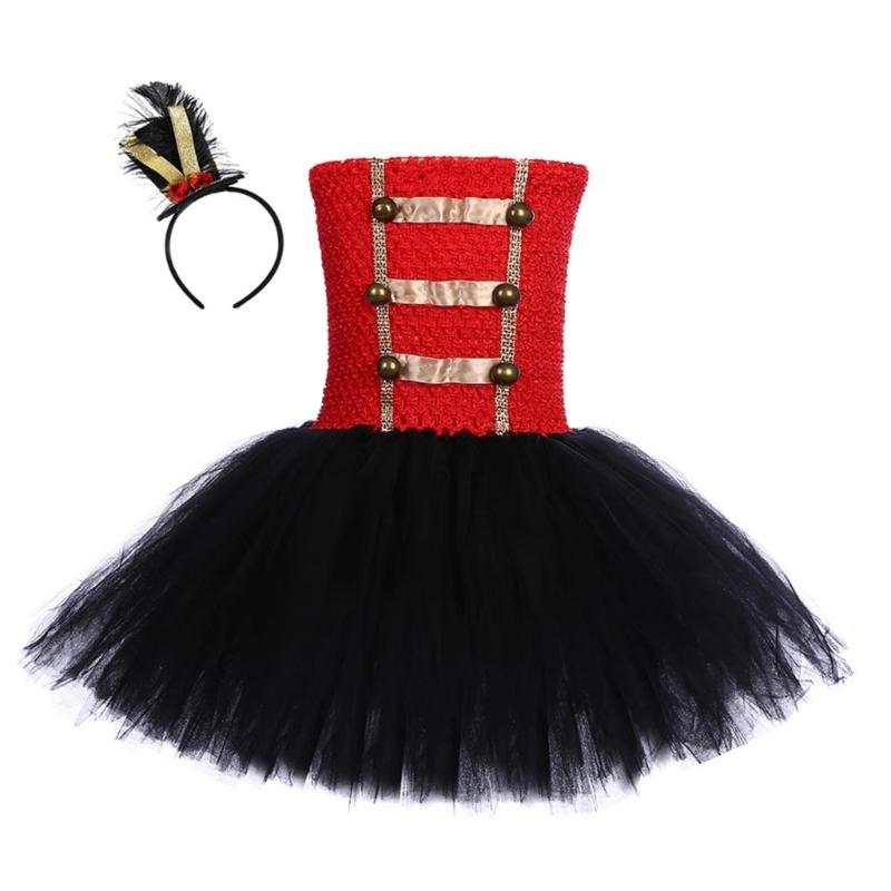 Girls Tutu Dress with Headband Glittering Princess Dress Holiday Clothes Circus Ringmasters Costume for Party