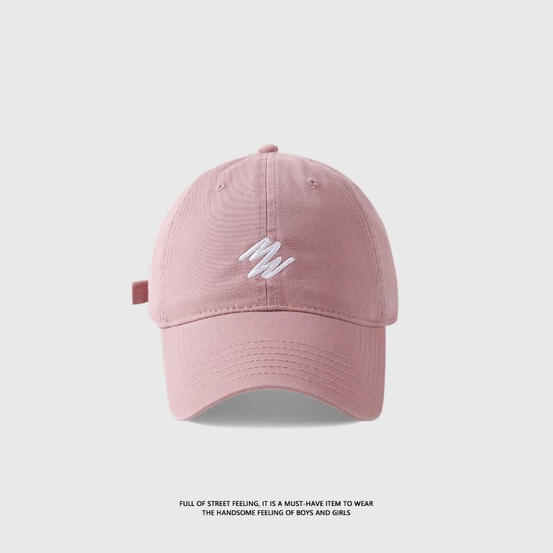 Pink hat women's summer wide brim show face small baseball cap casual versatile embroidered cap
