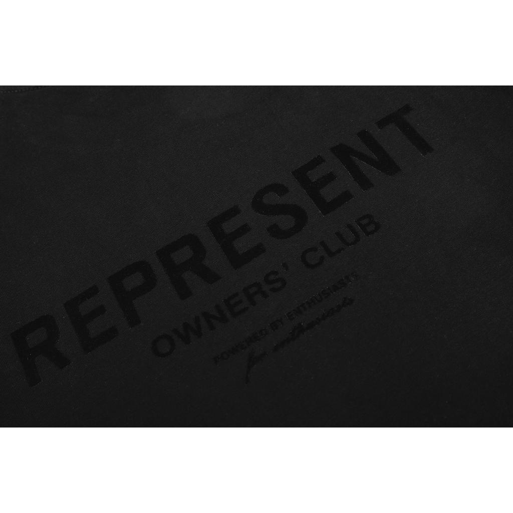 Unisex Flocked Owners Club Logo Cotton T-Shirt Minimal Streetwear Short Sleeve Tee Men Women