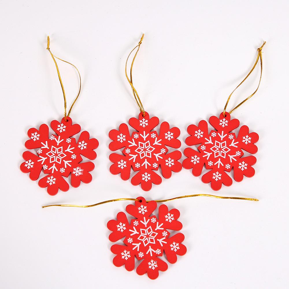 Graceful Wooden Christmas Tree Decorations Including Snowflakes And Star Ornaments