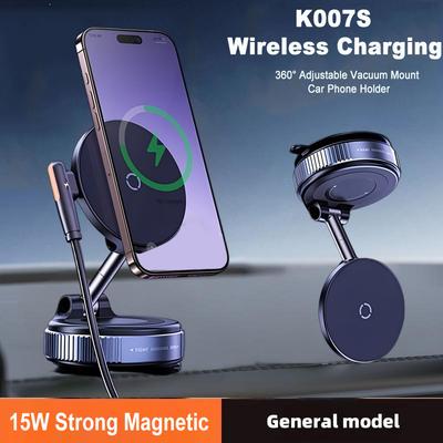 360 Degree Rotation Foldable Magnetic Phone Holder Vacuum Suction Cup Wireless Charger Portable Universal Mount for Car Gym