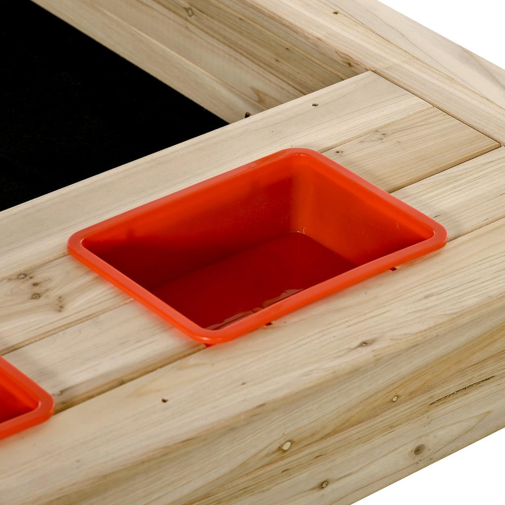 Sabbiera in Legno per Bambini con Coperchio, Set Gioco Sabbiera per Bambini, Giardino Esterno con Tettoia Regolabile, Telo di Fondo, Sedile, Bacinella in Plastica