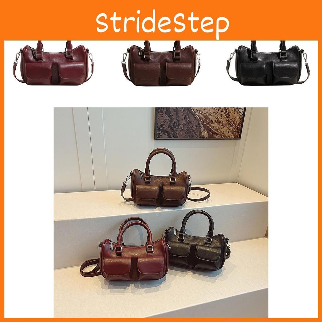 Chic Boston Bag For Women Stylish Large Capacity Handheld Shoulder Purse In Black Red Coffee