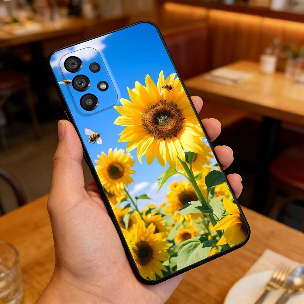 Sunflower&Sunny Day  For Samsung Galaxy A13,A21s,A22,A31,A32,A52,A53,A71,A80,Soft Black Shell