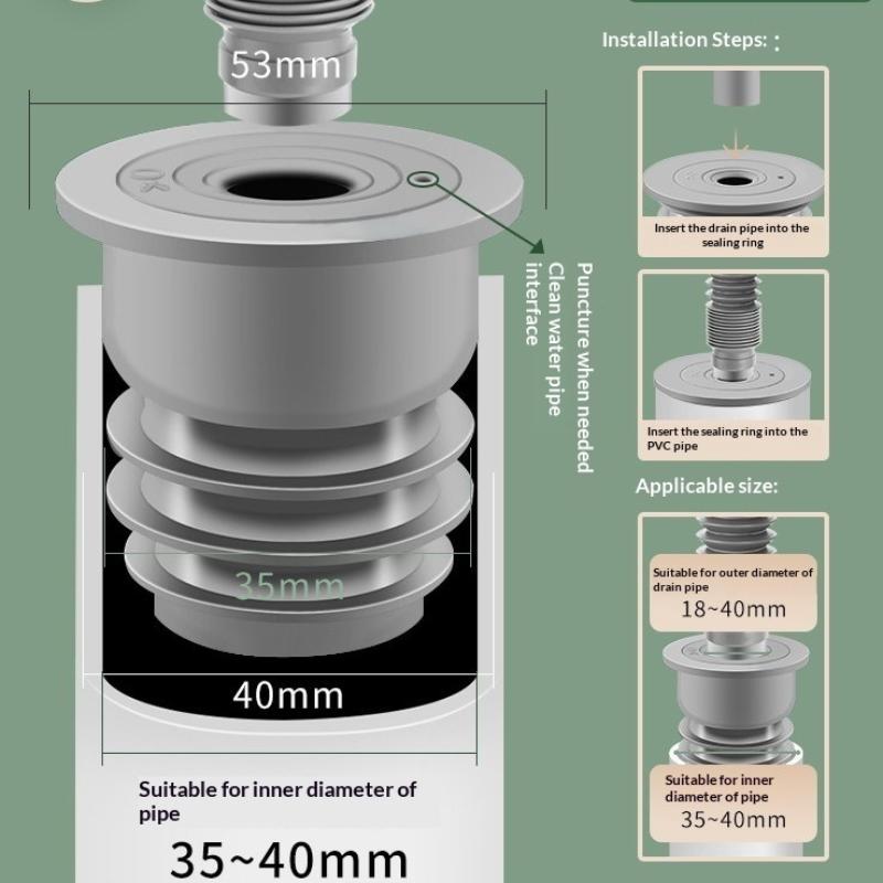 Silicone Bathroom Sewer Seal Ring Kitchen Sink Sewer Pipe Plug Washing Machine Anti-Odor Leakage Floor Drain Seal Connector Plug