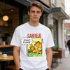 Garfield "DONUT PLEASE" Donut Funny Print Short Sleeve T-Shirt, American Streetwear Brand Heavyweight Cotton Loose Fit Oversized Couple Top