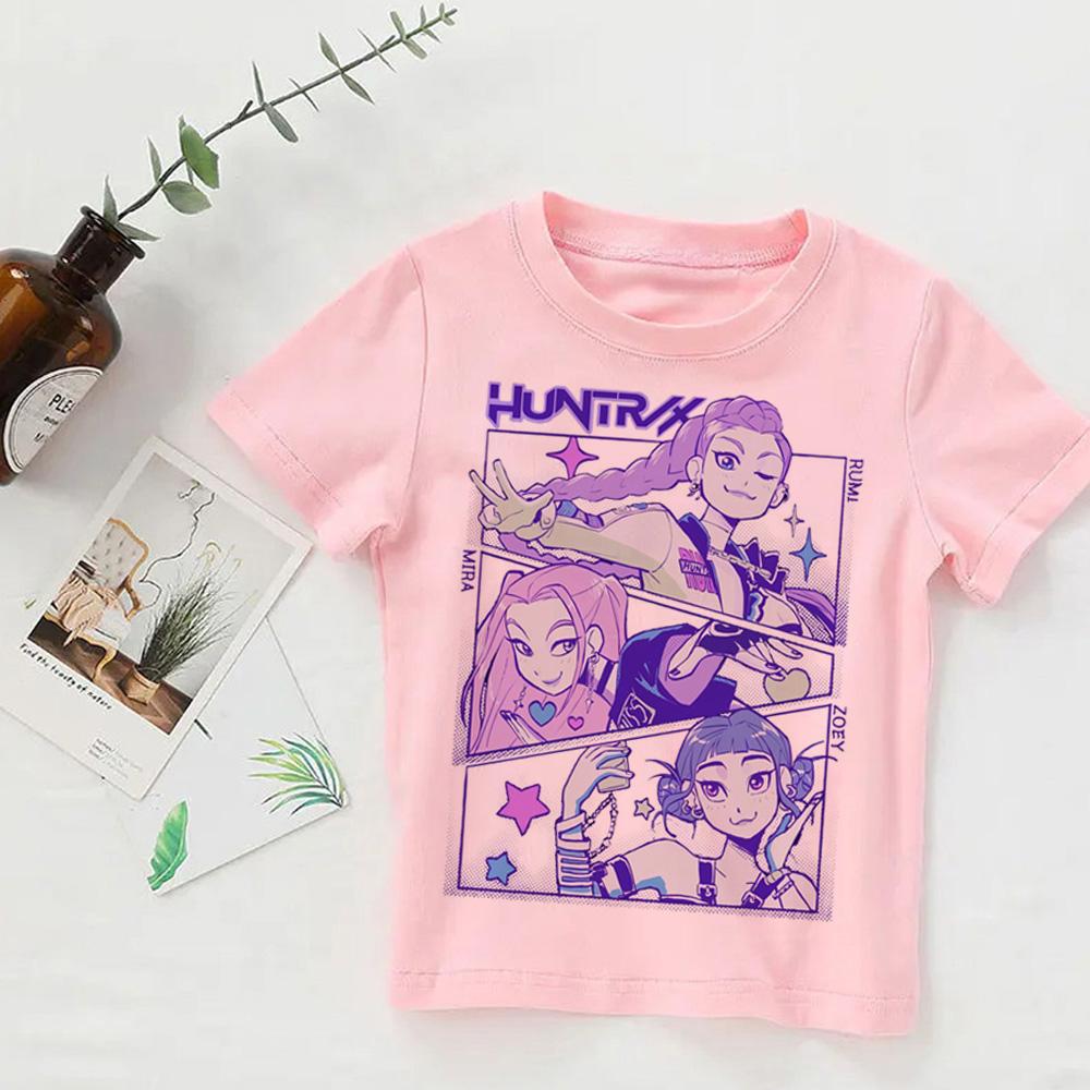 Baby Girl Boy Clothes KPop Demon Hunters 2026 Movie Fans Gift Summer T-shirt Tops Cartoon Print Cool Tshirt Kids Harajuku Top