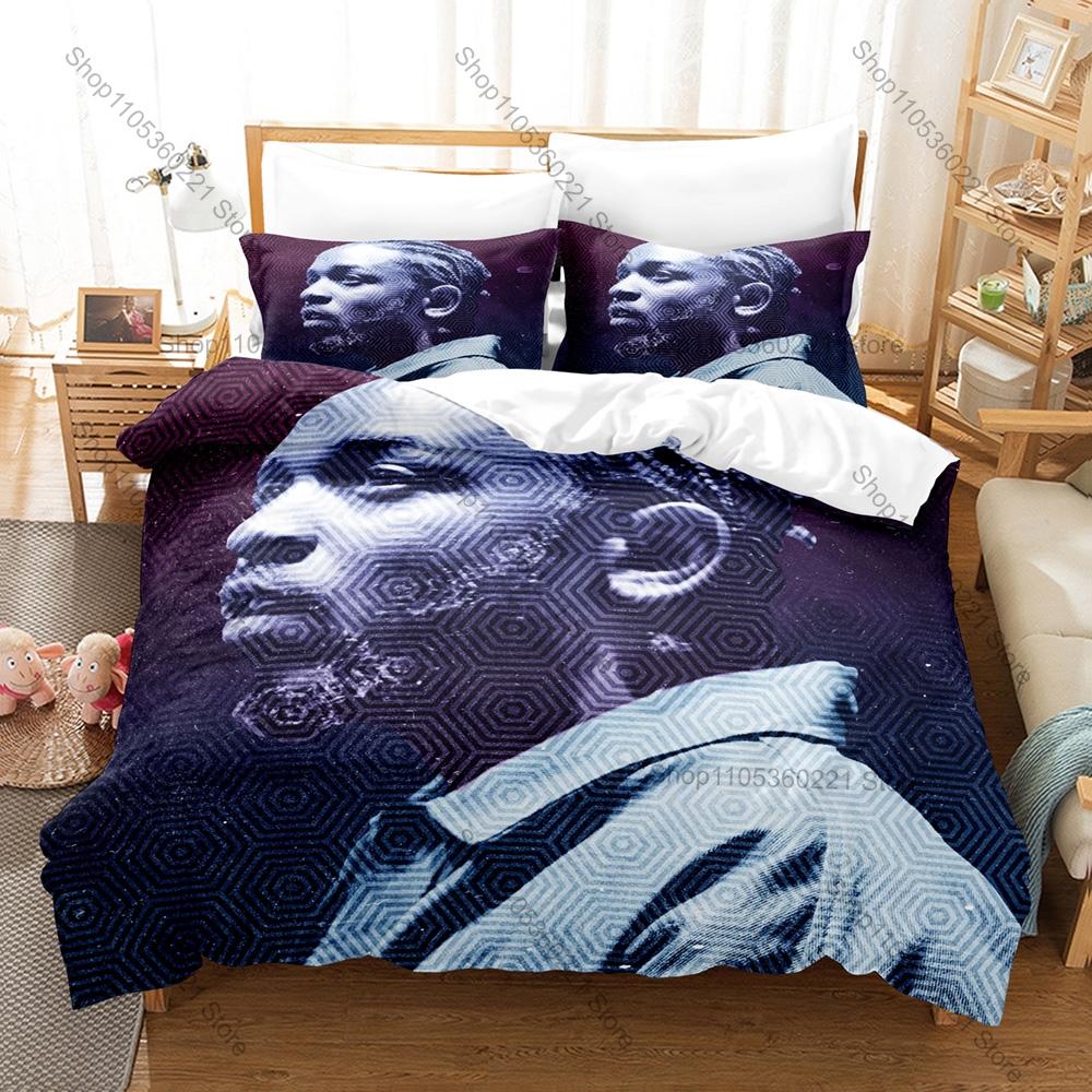 Cool Kendrick Lamar Jazz Funk West Coast Hip Hop Retro Street Culture Themed 3PCS Bedding 1 Duvet Cover + 2 Pillowcases All Seas