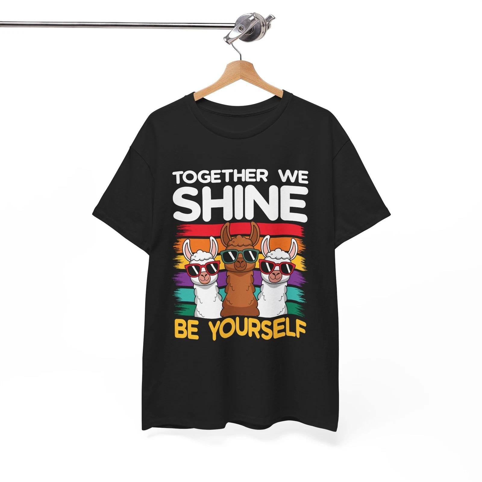 Together We Shine Llama T-Shirt | Funny Animal Caution Tee | Llama Shirt M
