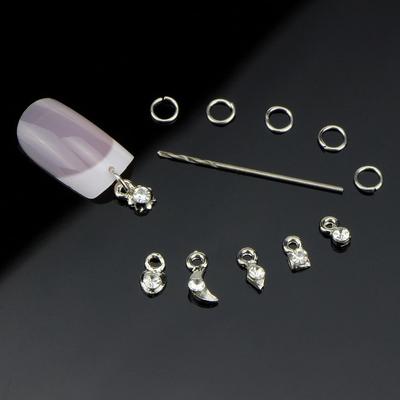 6 pezzi di nail art pendenti in lega di strass gioielli piercing decorazione di nail art