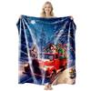 Christmas Flannel Throw Blanket Red Truck Winter Xmas Patterns Soft Cozy Blanket for Home Sofa Holiday Decor Gifts