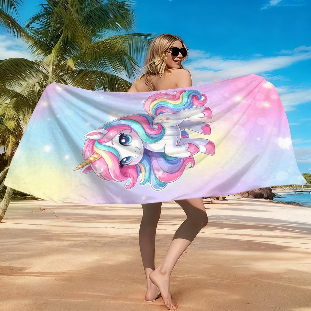 1pc Rainbow Unicorn Beach Towel Quick-drying Towel Super Absorbent Suitable for Beach Vacation Pool Summer Gift for Friends