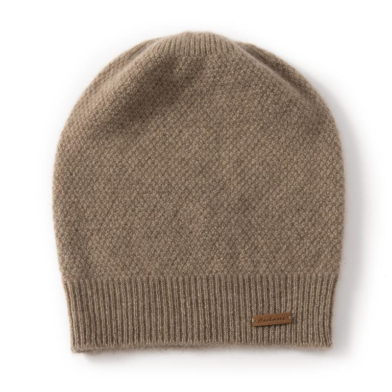 Women's 100% Pure Cashmere Knit Beanie Hat Textured Pattern Warm Soft Cozy Winter Casual Cap Cold Weather Headwear Accessory