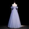 Blue evening dress 1011 new high-end princess dress on the run student day adult ceremony promotion host fairy temperament
