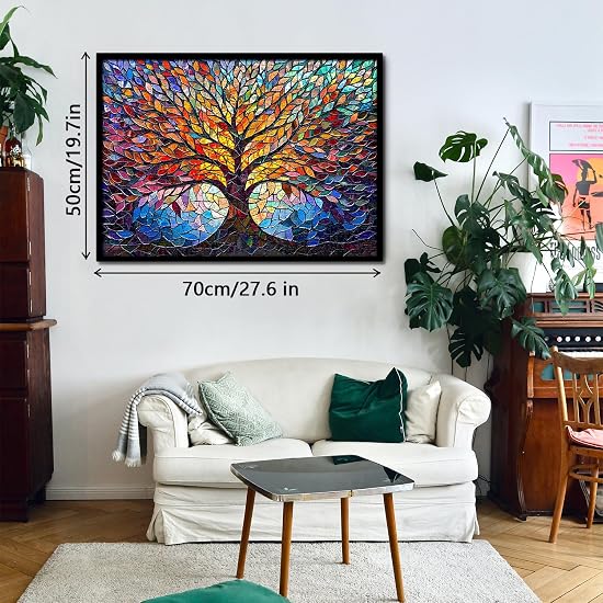 PICKFORU Stained Glass Puzzle Tree of Life Puzzle for Adults 1000 Pieces Impossible Hard Difficult C
