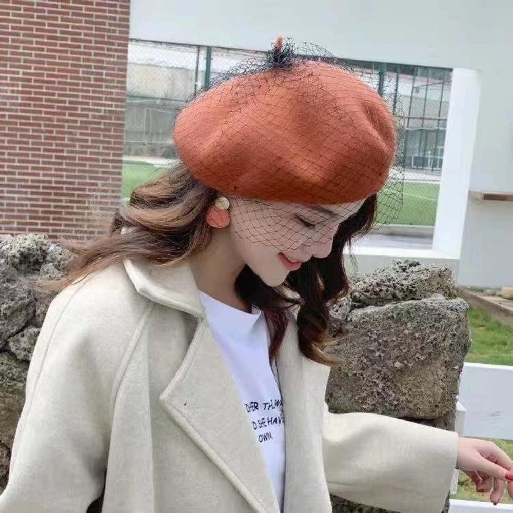 French Style Painter Hat Net Beanie Cap Vintage Mesh Wool Beret  Girl