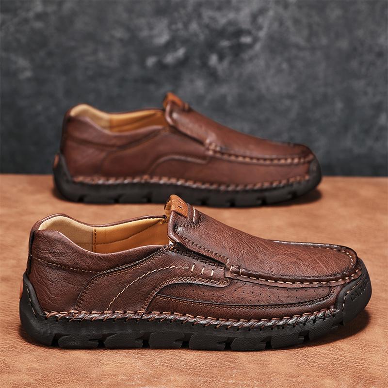 

Весна/осінь Чоловічі черевики челсі до щиколотки, черевики для вулиці, чоловічі кросівки для хайкінгу, взуття для водіння автомобіля, шкіряні великого розміру, шкіряні ручної роботи 48 темно-коричневого кольору