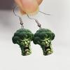 1 Pair Hook Earrings Abstract Vegetable Cartoon Design Angry Broccoli Shape Lightweight 2D Acrylic Drop Earrings Jewelry Gift