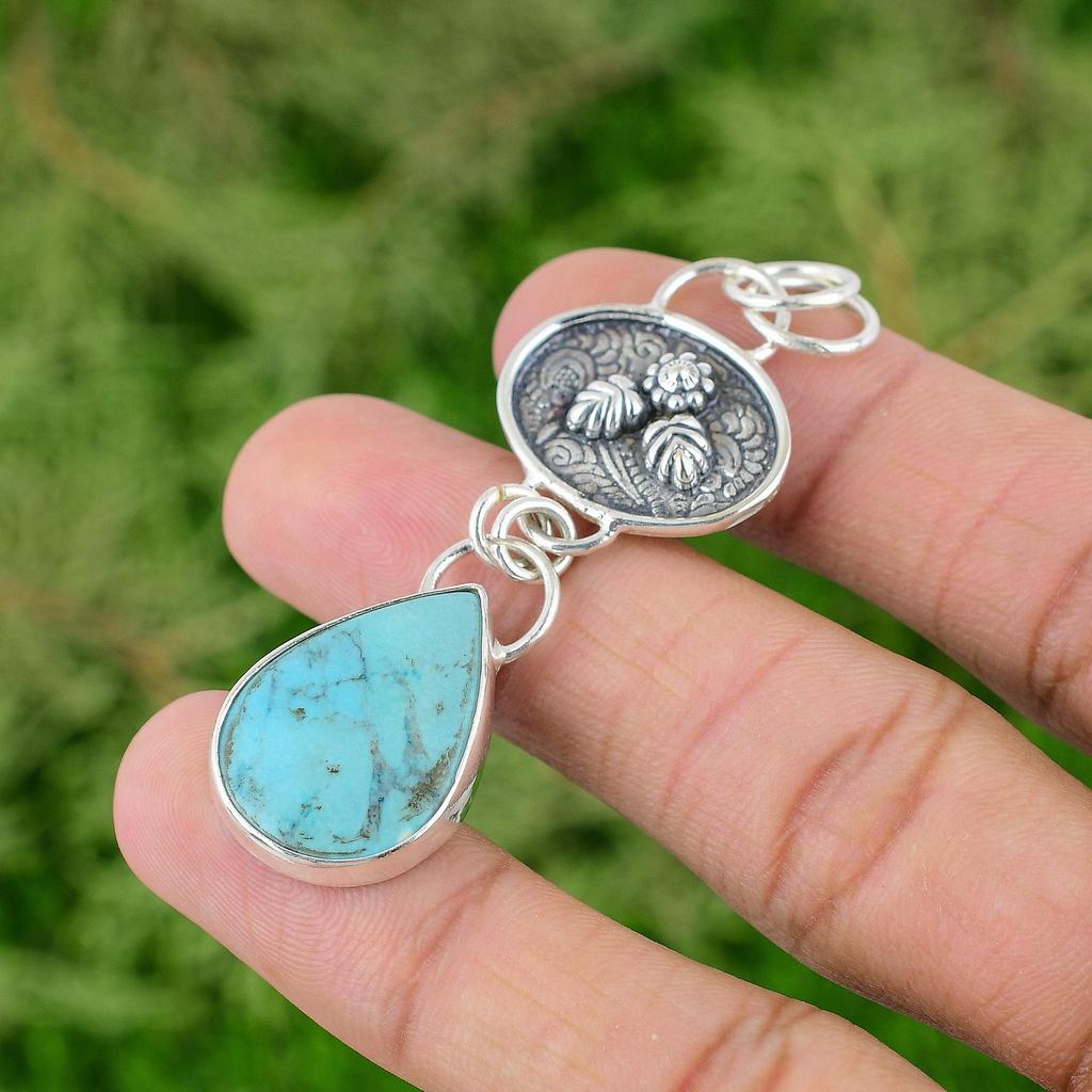 Daughters Day Sale 925 Sterling Silver Tibetan Turquoise Stone New Wife Pendant