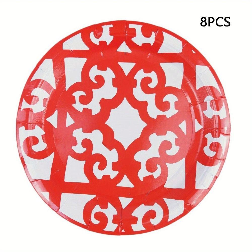 Window Grille Pattern Chinese Style Disposable Tableware Party Supplies  Picnic