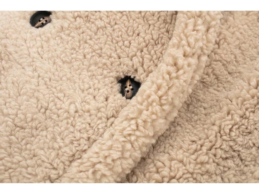 Doppelreihiger Wollfleece-Mantel - Dicke warme Herbst-/Winter-Überbekleidung für europäische und amerikanische Märkte (1255700)