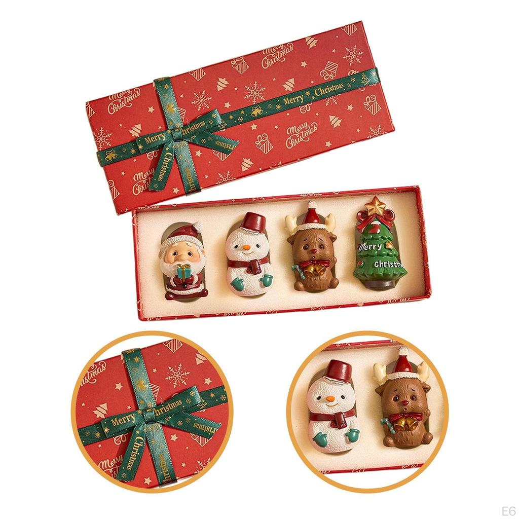 4 Pieces Christmas Mini Figurines Creative for Cabinet Fireplace Living Room