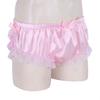 Men's Sexy Lingerie Shiny Ruffled Frilly Sissy Bikini Briefs Thong Panties Underwear Satin Shorts