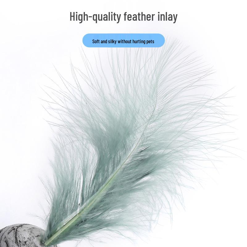 Starry Sky Cat Toy Ball with Feather - Bite-Resistant, Self-Entertaining Elastic Ball