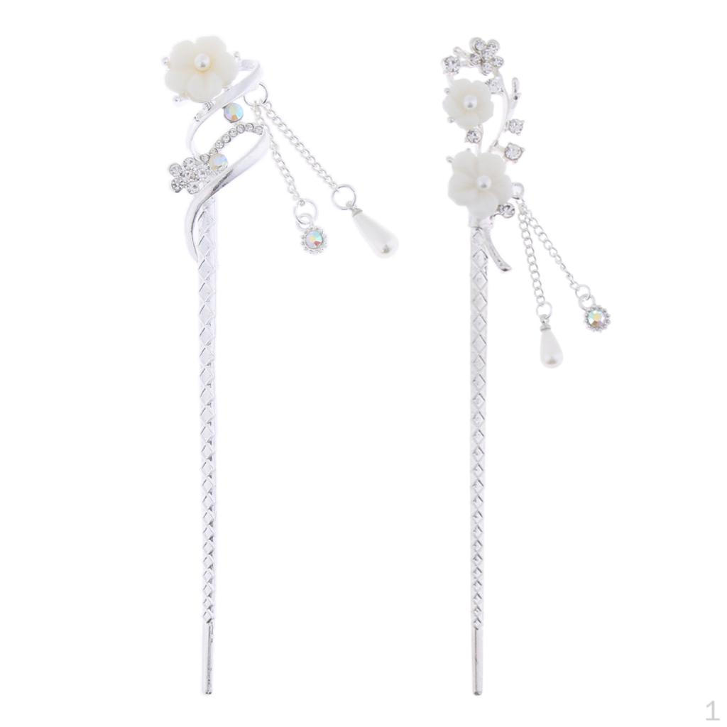 

2Pcs Chinese Hair Stick Chopstick Dangle Hairpin Pin Tassel Pendant