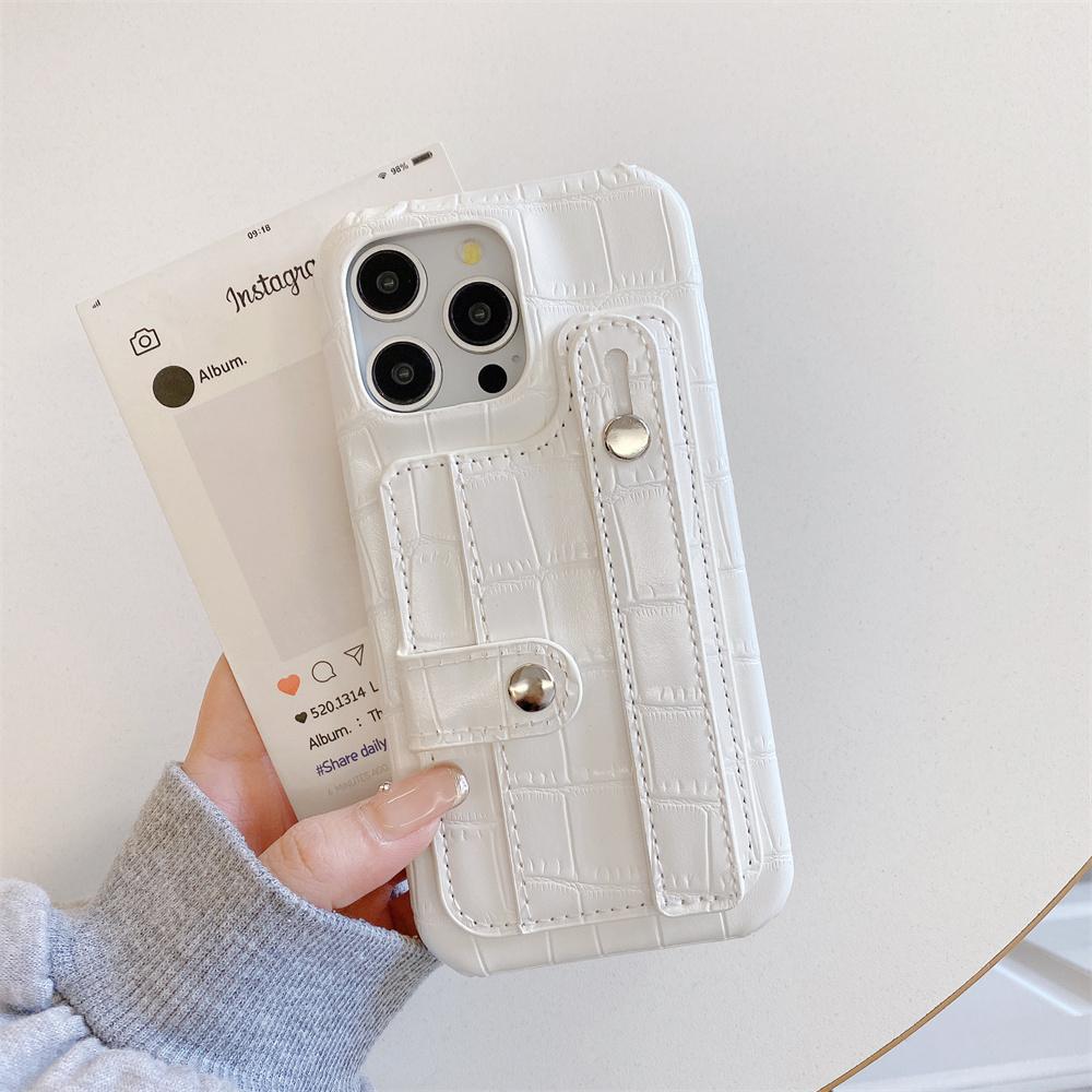 Slot Card Bag Wrist Strap Holder Leather Wallet Phone Case For iPhone 16 15 14 13 12 11 Pro Max 7 8 Plus X XR XS SE Hard Cover