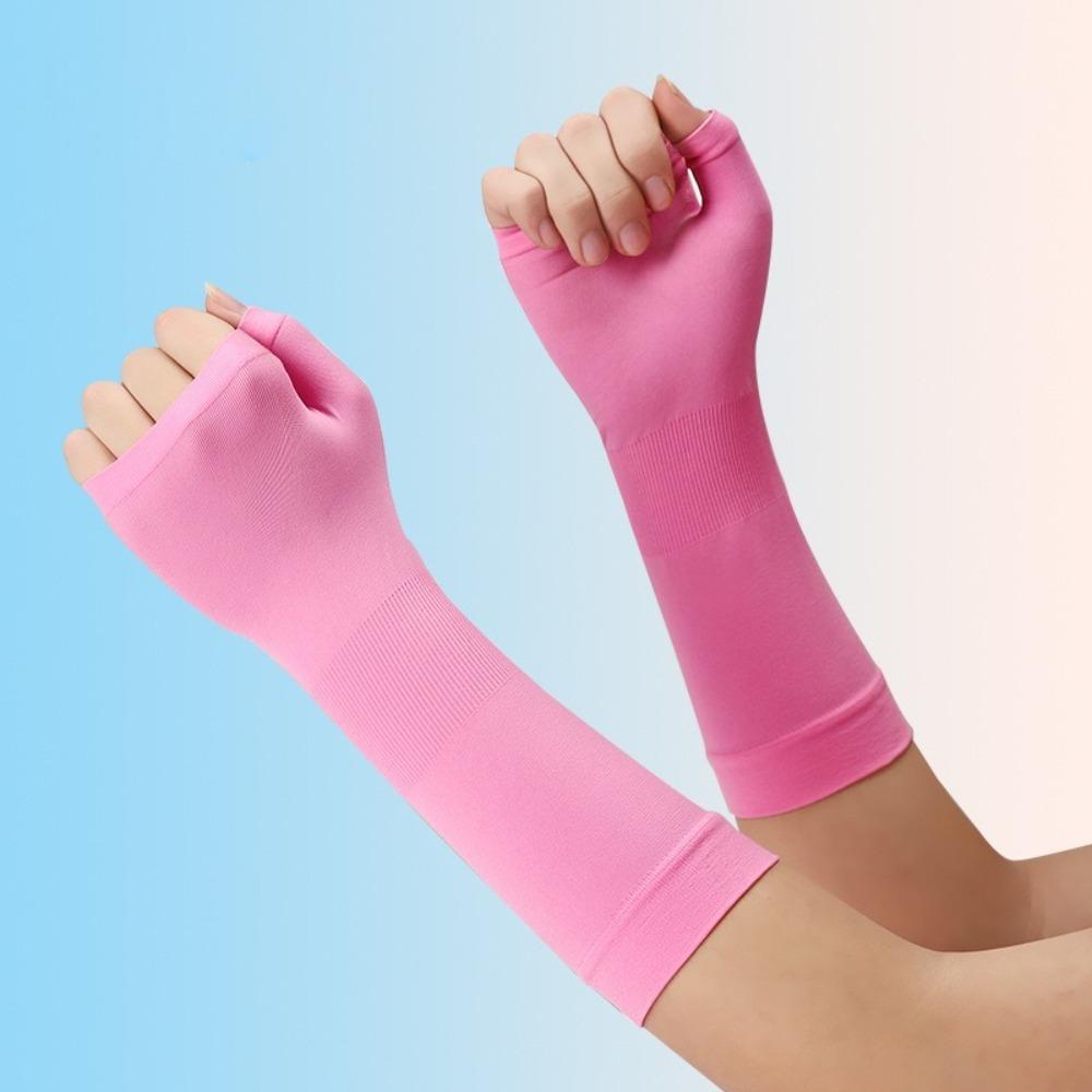 Elastic Sunscreen Gloves Solid Color Driving Mittens New Ice Sleeves  Outdoor Sports
