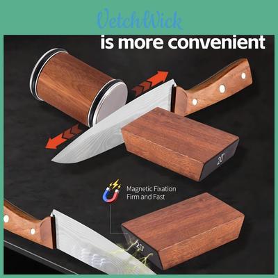 Sandalwood Doublesided Diamond Knife Sharpener With Nonslip Base For Kitchen Use