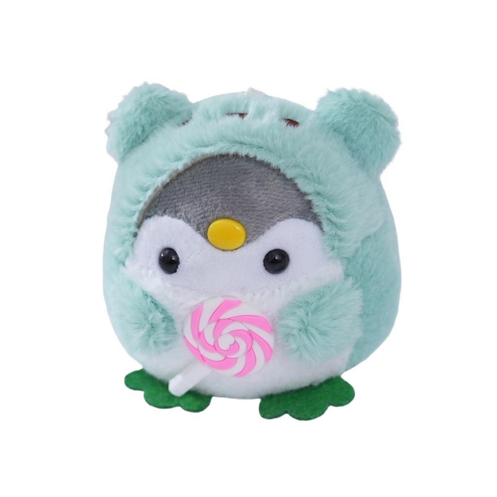 Plush Penguin Stuffed Animal Keychain Soft Toy with Ice Cream Accessory and Bear Hood Cute Design for Kids and Collectors
