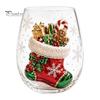 Weihnachts-Glasbecher 3D Tumbler, Mit Santa, Schneemann, Baum Skulpturierter Becher, Kreatives Skulpturales Dekoratives Feiertags-Trinkgeschirr, Festliches Geschenk für Party-Trinkgeschirr