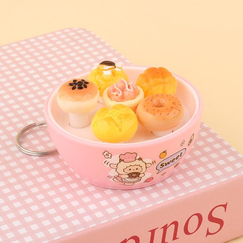 Durable Stress Relief Fidget Keychain Mini Simulation Fruit Bowl Mole Toy Waterproof for Outdoor Daily Use Relaxation