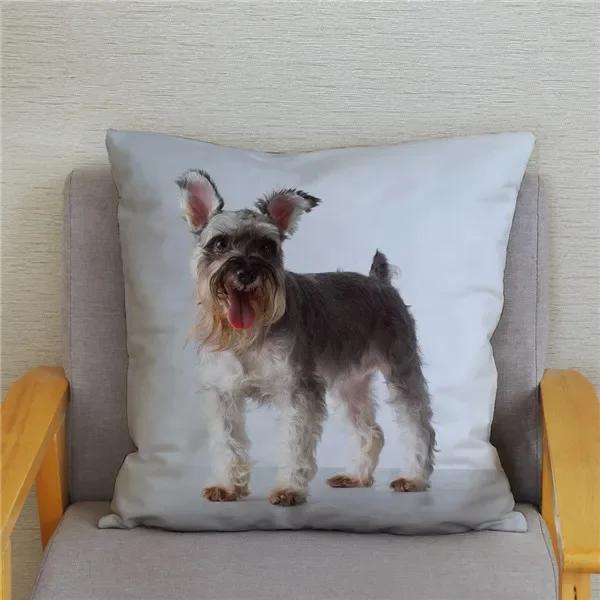 Home Bedroom Pillowcase Cute Schnauzer Print Cushion Cover Decor