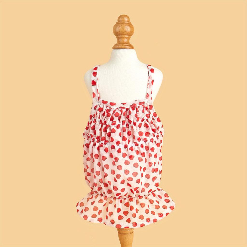 Colorful Polka Dot Dog Girl Sundress, Multi-Color Breathable Small Pet Dress, Cute Sleeveless Puppy Clothes Summer Apparel Skirt