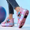 2025 New Runaway Shoes Boys Nezha Luminous Pulley Skates Four-wheel Invisible Walking Outdoor Sports Women