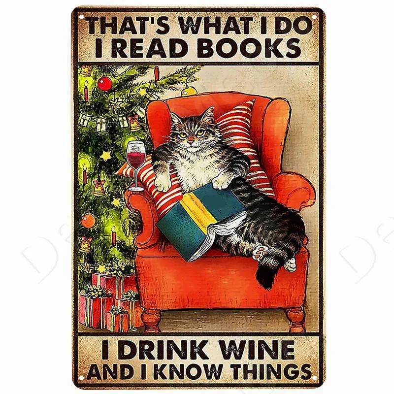 Cats and Wine Vintage Metal Sign Dog and Beer Wall Decoration for Bar Home Club Let Evening Be-Gin Tin Poster Funny Plate