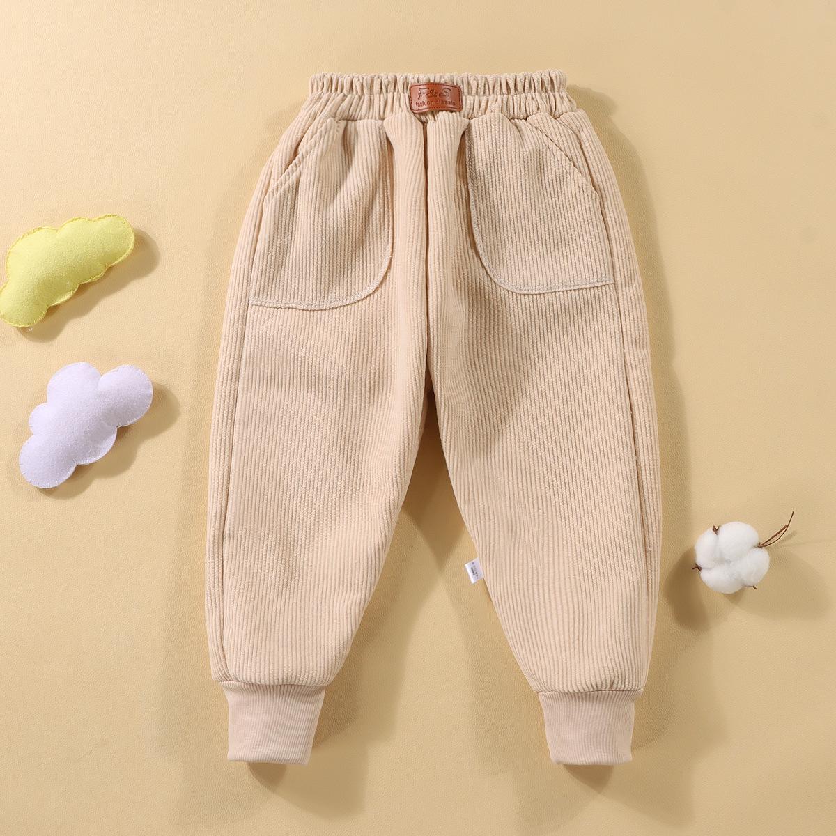 

Вельветовые детские флисовые брюки Осенние и зимние домашние брюки для мальчиков и девочек 110cm